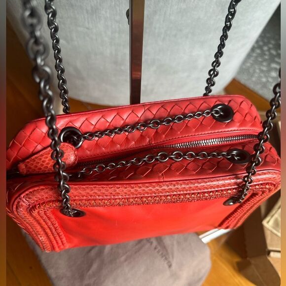 RARE - Bottega Veneta Python and Red leather Cross body bag - Picture 6 of 14